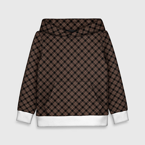 Детская толстовка Коричневый клетчатый узор / 3D-Белый – фото 1