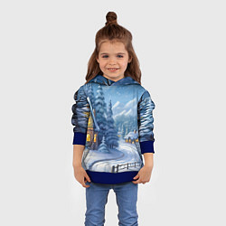 Толстовка-худи детская Новогодний домик, цвет: 3D-синий — фото 2