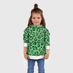 Толстовка-худи детская Зелёный леопард паттерн, цвет: 3D-белый — фото 2