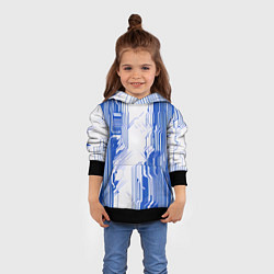 Толстовка-худи детская Синие линии на белом фоне киберпанк, цвет: 3D-черный — фото 2