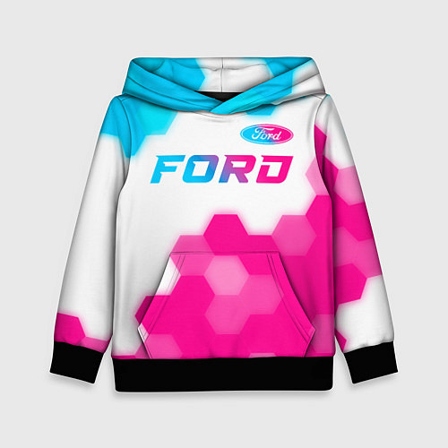 Детская толстовка Ford neon gradient style посередине / 3D-Черный – фото 1