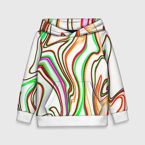 Детская толстовка Разноцветные волнистые линии абстракция / 3D-Белый – фото 1