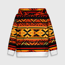 Толстовка-худи детская Узор в этническом стиле масаев, цвет: 3D-белый