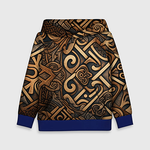 Детская толстовка Асимметричный узор в викингском стиле / 3D-Синий – фото 1