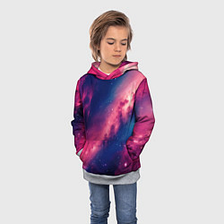 Толстовка-худи детская Галактика в розовом цвете, цвет: 3D-меланж — фото 2