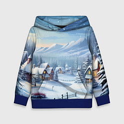 Толстовка-худи детская Зимнее настроение, цвет: 3D-синий