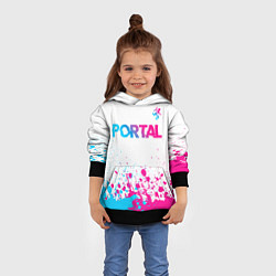 Толстовка-худи детская Portal neon gradient style посередине, цвет: 3D-черный — фото 2