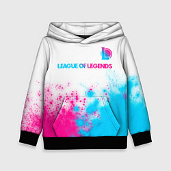 Толстовка-худи детская League of Legends neon gradient style посередине, цвет: 3D-черный