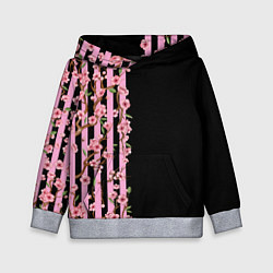 Толстовка-худи детская Сакура и полосы, цвет: 3D-меланж