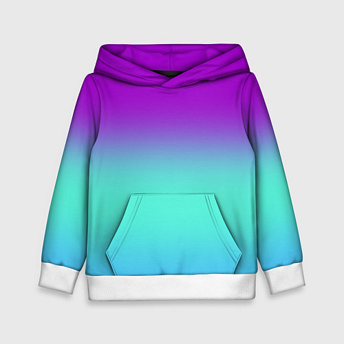 Детская толстовка Фиолетовый бирюзовый голубой неоновый градиент / 3D-Белый – фото 1