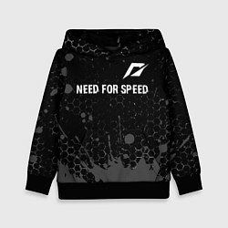 Толстовка-худи детская Need for Speed glitch на темном фоне посередине, цвет: 3D-черный