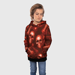 Толстовка-худи детская Красные черепа и кости, цвет: 3D-черный — фото 2