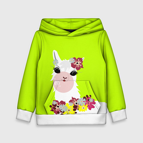Детская толстовка Лама - альпака в венке / 3D-Белый – фото 1