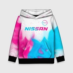 Толстовка-худи детская Nissan neon gradient style посередине, цвет: 3D-черный