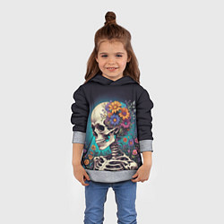 Толстовка-худи детская Скелет с яркими цветами, цвет: 3D-меланж — фото 2