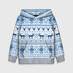 Толстовка-худи детская Blue sweater with reindeer, цвет: 3D-меланж