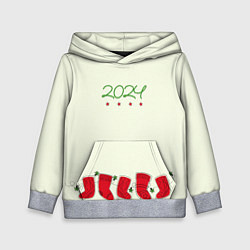 Толстовка-худи детская Рождественские носки, цвет: 3D-меланж