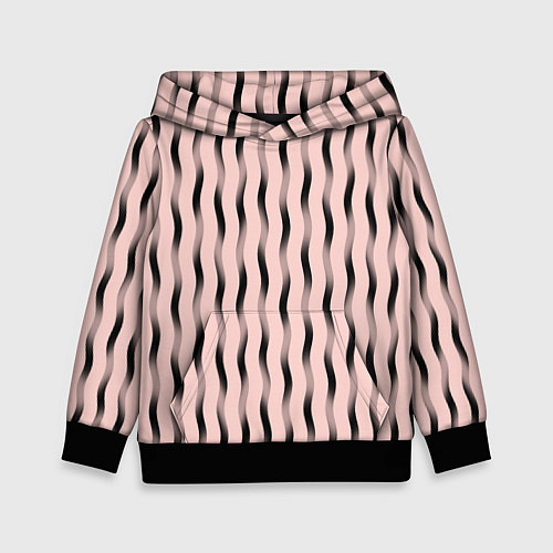 Детская толстовка Розовый с волнистыми линиями / 3D-Черный – фото 1