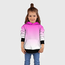 Толстовка-худи детская Розово-белый градиент, цвет: 3D-черный — фото 2