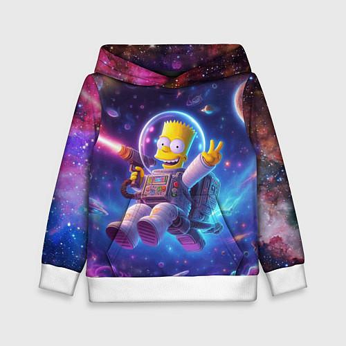 Детская толстовка Барт Симпсон с лазерным пистолетом в космосе / 3D-Белый – фото 1