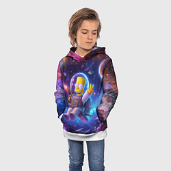 Толстовка-худи детская Барт Симпсон с лазерным пистолетом в космосе, цвет: 3D-белый — фото 2