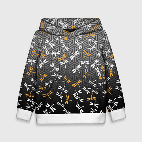 Детская толстовка Стрекозы поверх графики / 3D-Белый – фото 1