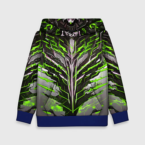 Детская толстовка Киберпанк доспех зелёный / 3D-Синий – фото 1