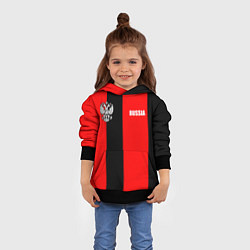 Толстовка-худи детская Красный и черный - герб РФ, цвет: 3D-черный — фото 2
