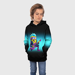 Толстовка-худи детская Sponge Bob - rock guitarist - ai art, цвет: 3D-черный — фото 2