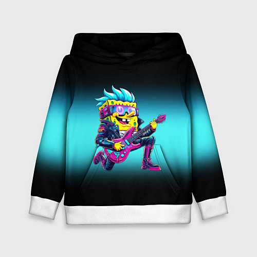 Детская толстовка Sponge Bob - rock guitarist - ai art / 3D-Белый – фото 1