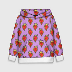 Толстовка-худи детская Причудливые сердца, цвет: 3D-белый