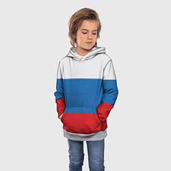Толстовка-худи детская Вязаный российский флаг, цвет: 3D-меланж — фото 2
