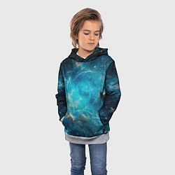 Толстовка-худи детская Голубая небула, цвет: 3D-меланж — фото 2