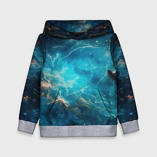 Детская толстовка Голубая небула / 3D-Меланж – фото 1