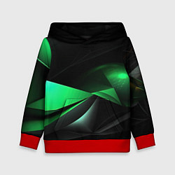 Толстовка-худи детская Трехмерность зеленой фигуры, цвет: 3D-красный