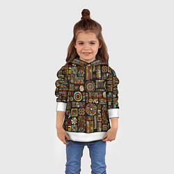 Толстовка-худи детская Африканский этнический орнамент, цвет: 3D-белый — фото 2