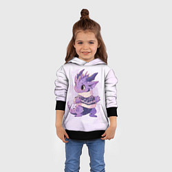 Толстовка-худи детская Милый фиолетовый дракон, цвет: 3D-черный — фото 2