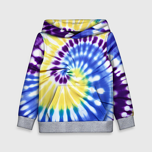 Детская толстовка Тай дай наутилус в сиреневом, голубом и желтом цве / 3D-Меланж – фото 1