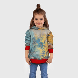 Толстовка-худи детская Гранжевая стена с краской, цвет: 3D-красный — фото 2