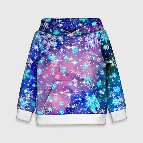 Детская толстовка Снежинки - морозный паттерн / 3D-Белый – фото 1