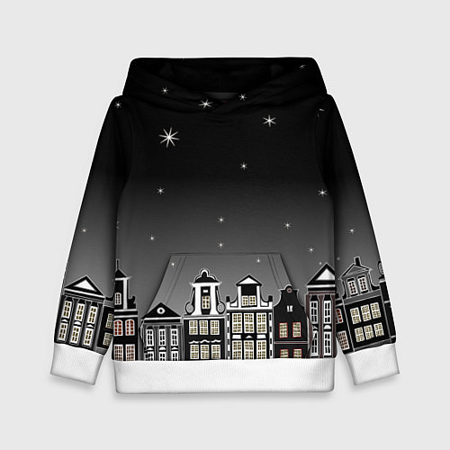 Детская толстовка Ночной город и звездное небо / 3D-Белый – фото 1
