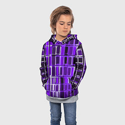 Толстовка-худи детская Фиолетовые прямоугольники, цвет: 3D-меланж — фото 2