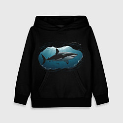 Толстовка-худи детская Акула в овале, цвет: 3D-черный