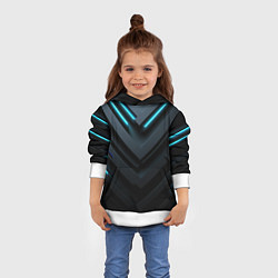 Толстовка-худи детская Черный и синий фон с абстракцией, цвет: 3D-белый — фото 2
