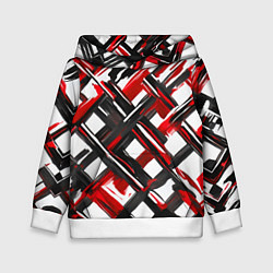 Толстовка-худи детская Красные и чёрные мазки, цвет: 3D-белый