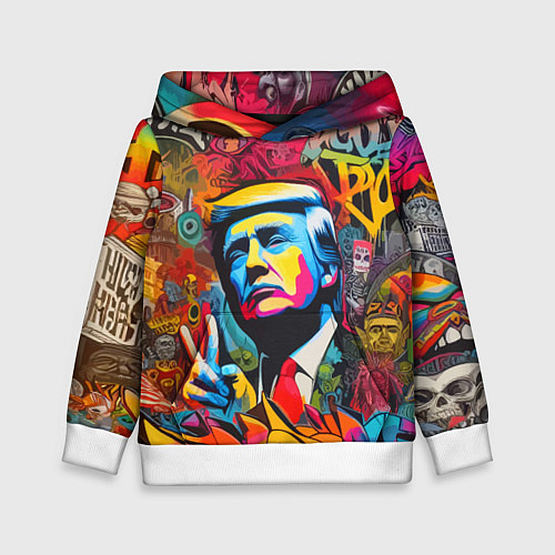 Детская толстовка Дональд Трамп - граффити - нейросеть / 3D-Белый – фото 1