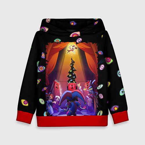 Детская толстовка Pomni looking for exit the Amazing Digital Circus / 3D-Красный – фото 1