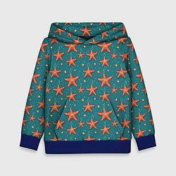 Толстовка-худи детская Морские звезды тоже хотят на ёлку, цвет: 3D-синий