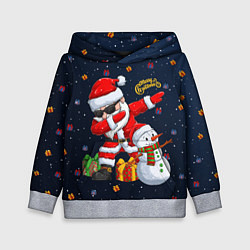 Толстовка-худи детская Санта Клаус и снеговик, цвет: 3D-меланж