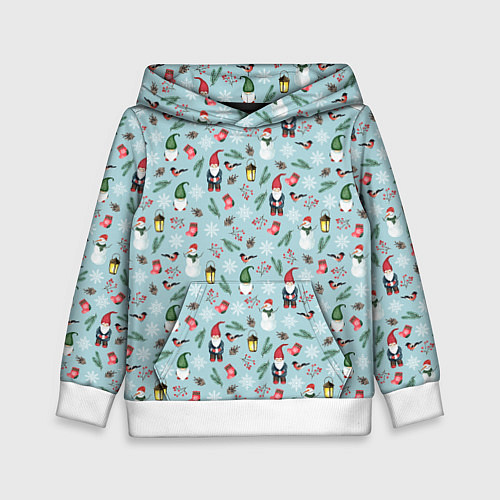 Детская толстовка Новогодние акварельные гномы / 3D-Белый – фото 1